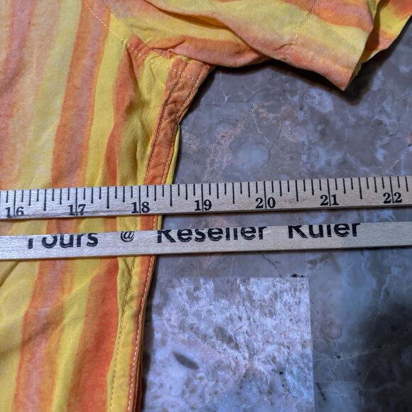 OAS The Cuba Shirt Mens Small Yellow Camp Johnny Collar Short Sleeve Beach Flowy - Picture 4 of 8